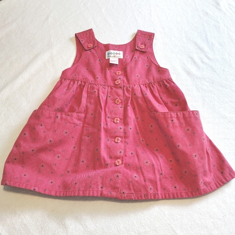 Peppermint Lane Pink Floral Girls Dress Cottagecore Prairie Country Pockets Sz 4